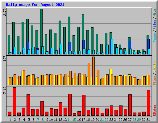 Daily usage for August 2021