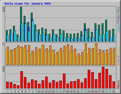 Daily usage for January 2022